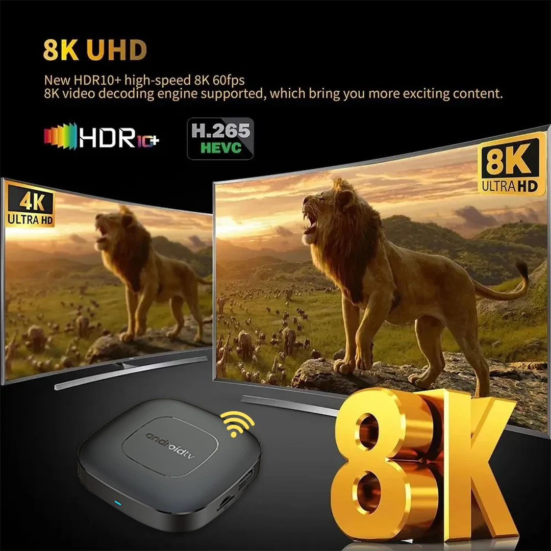 Alternative view of Smart TV Box 8GB 128GB Android 14 ATV Allwinner H313 Google Assistant 8K Video 4k HDR10 Media Player T1 Very Fast Set Top Box