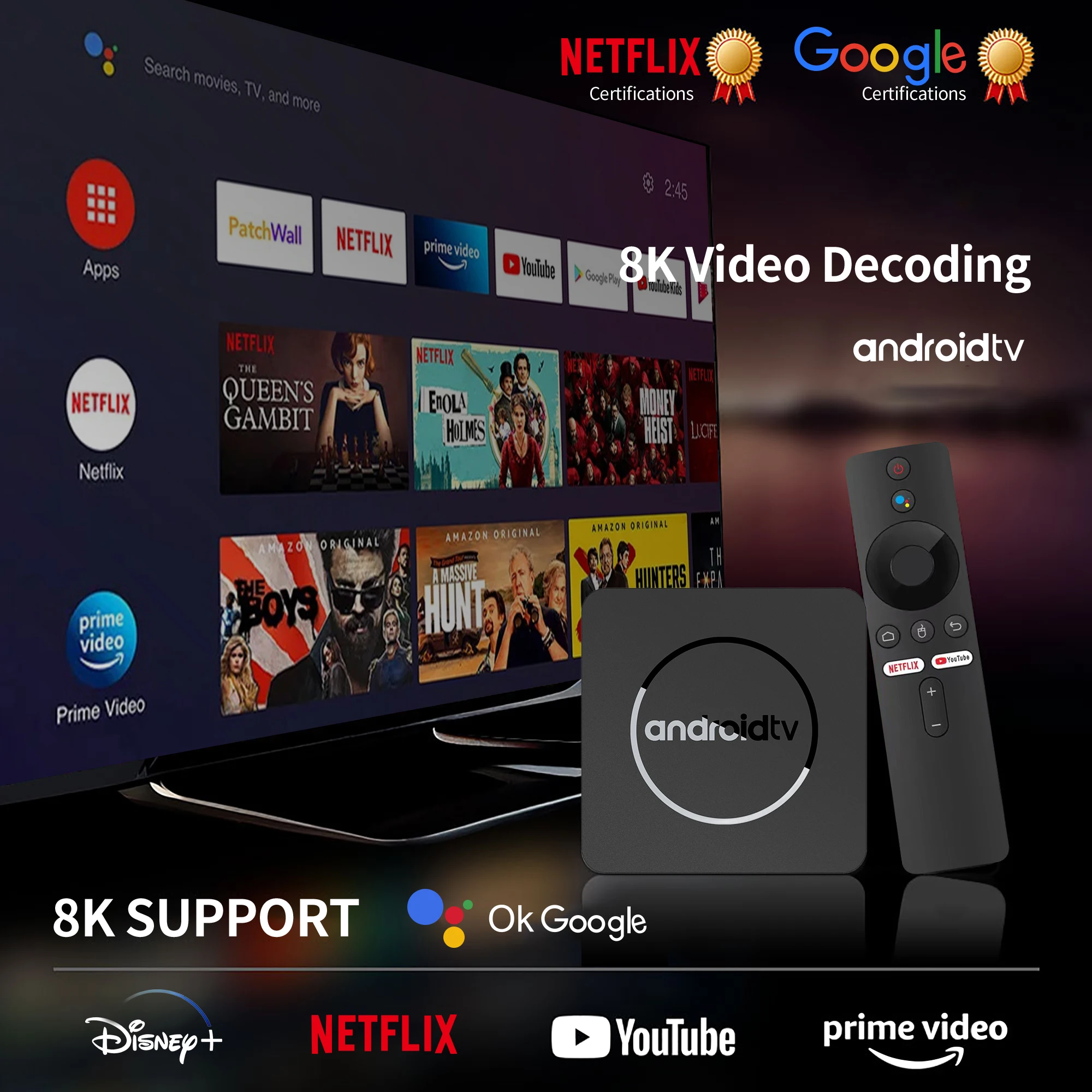 Alternative view of Android 13 4K HDR10+ Smart TV Box Allwinner H313 2GB16GB Dual Wifi BT5.0 Set Top Box Media Player Stereo Surround  Q1 ATV