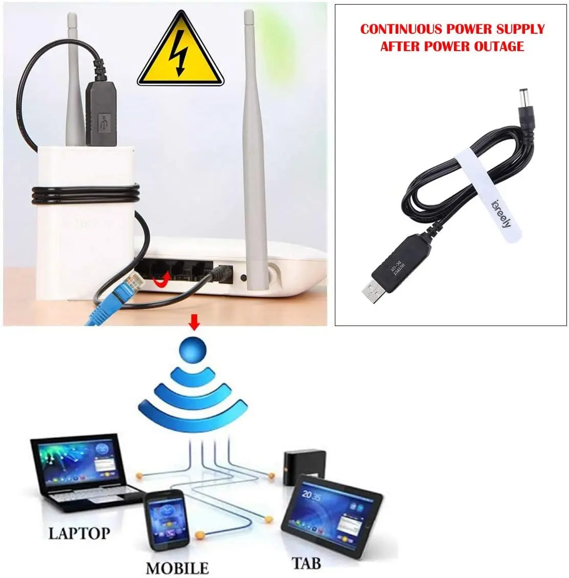 Alternative view of 5.5*2.1mm USB DC 5V to 12V 9V Power Cable For Router WIFI Modem Fan Adapter Wire usb Boost Module Converter Via Powerbank