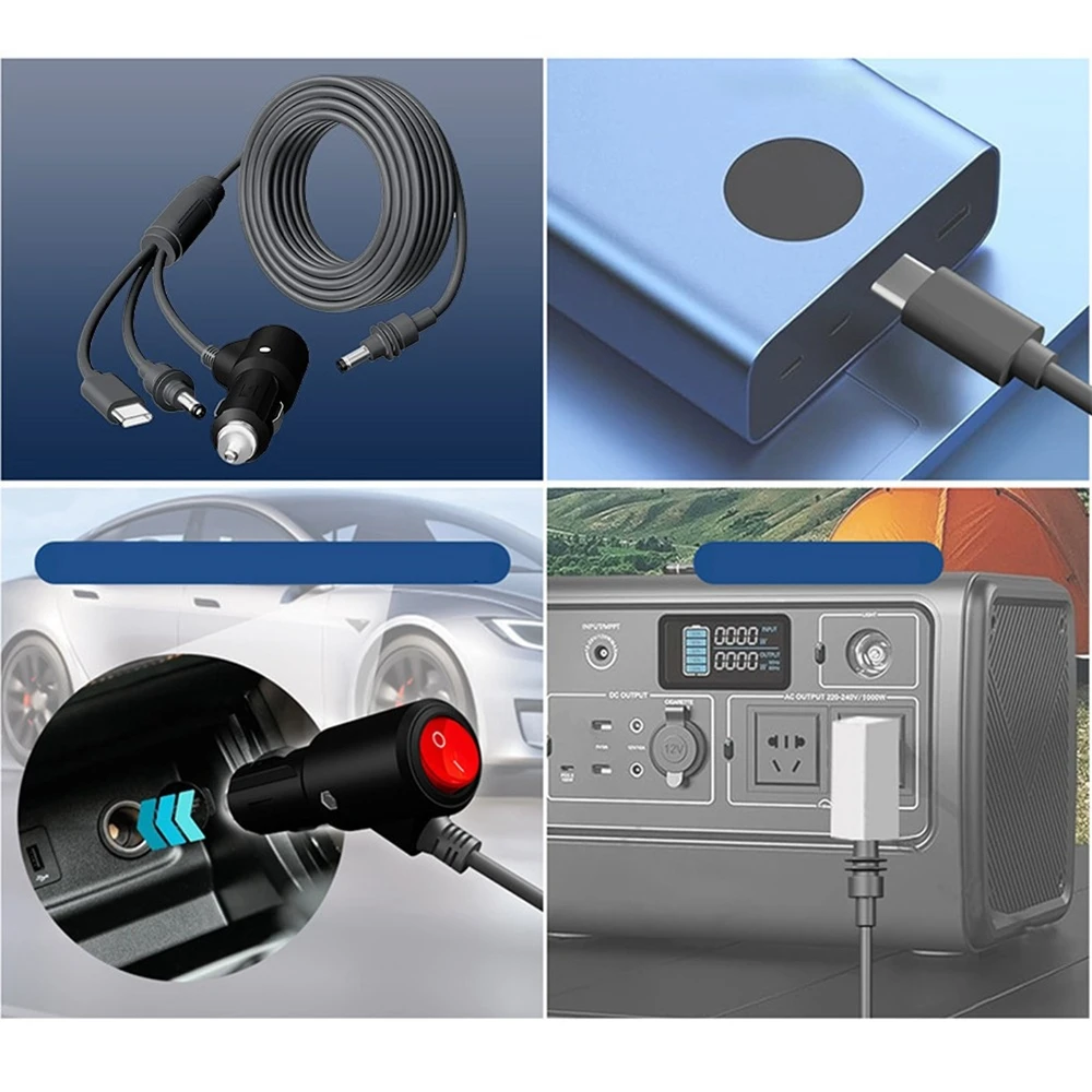 Alternative view of 3 in 1 For Starlink Mini USB C 12V/DC Power Cable Cord 2/3/5M Waterproof Extension for Starlink Mini Car Cigarette Lighter Plug