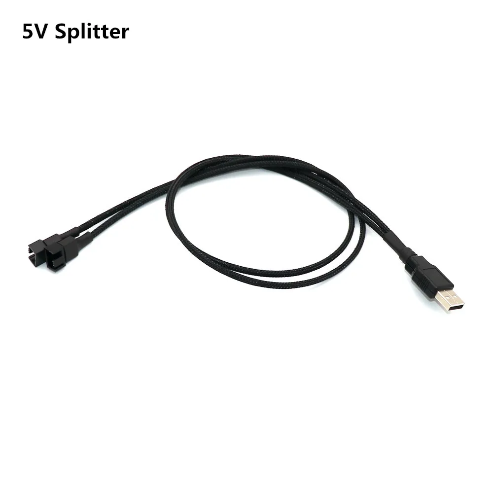 Y Splitter USB Fan Adapter Cable Speed 5V 12V Step-Up USB to Fan Dual 3Pin 4Pin PC Sleeved Power Cable 57 colors Sleeve Switch