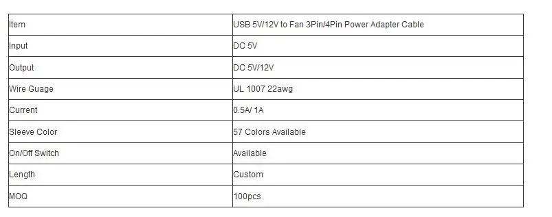 Y Splitter USB Fan Adapter Cable Speed 5V 12V Step-Up USB to Fan Dual 3Pin 4Pin PC Sleeved Power Cable 57 colors Sleeve Switch