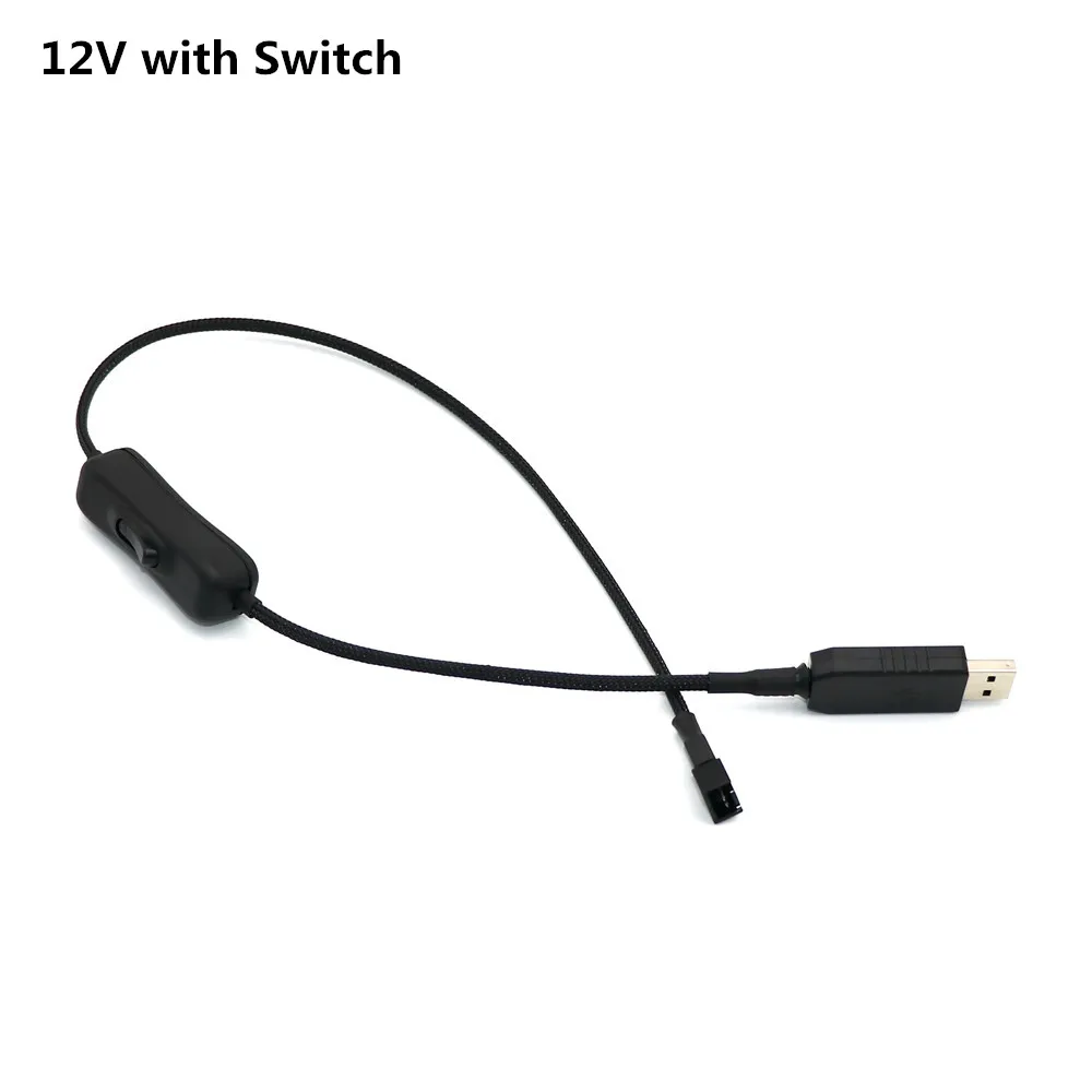 Y Splitter USB Fan Adapter Cable Speed 5V 12V Step-Up USB to Fan Dual 3Pin 4Pin PC Sleeved Power Cable 57 colors Sleeve Switch