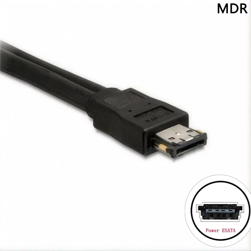 Alternative view of MDR Dual Power 12V and 5V eSATAp Power ESATA USB 2.0 combo to 22Pin SATA cable for 2.5" 3.5" Hard Disk Drive 50cm