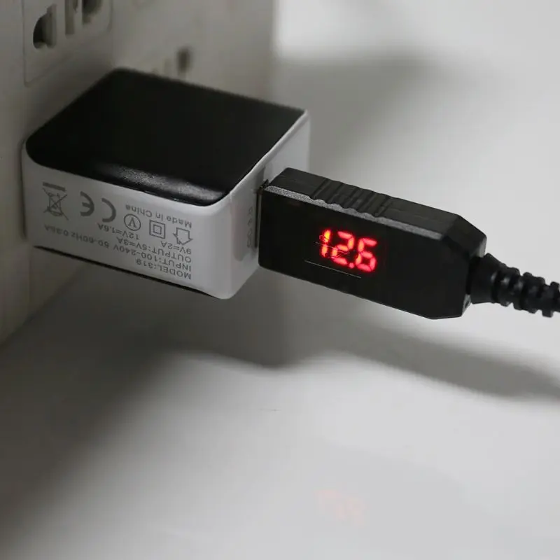 Alternative view of USB 5V To DC 12V 5.5x2.1mm Step Up Cable Power Boost Line With LED Display For Router LED Strip And More 12V Devices
