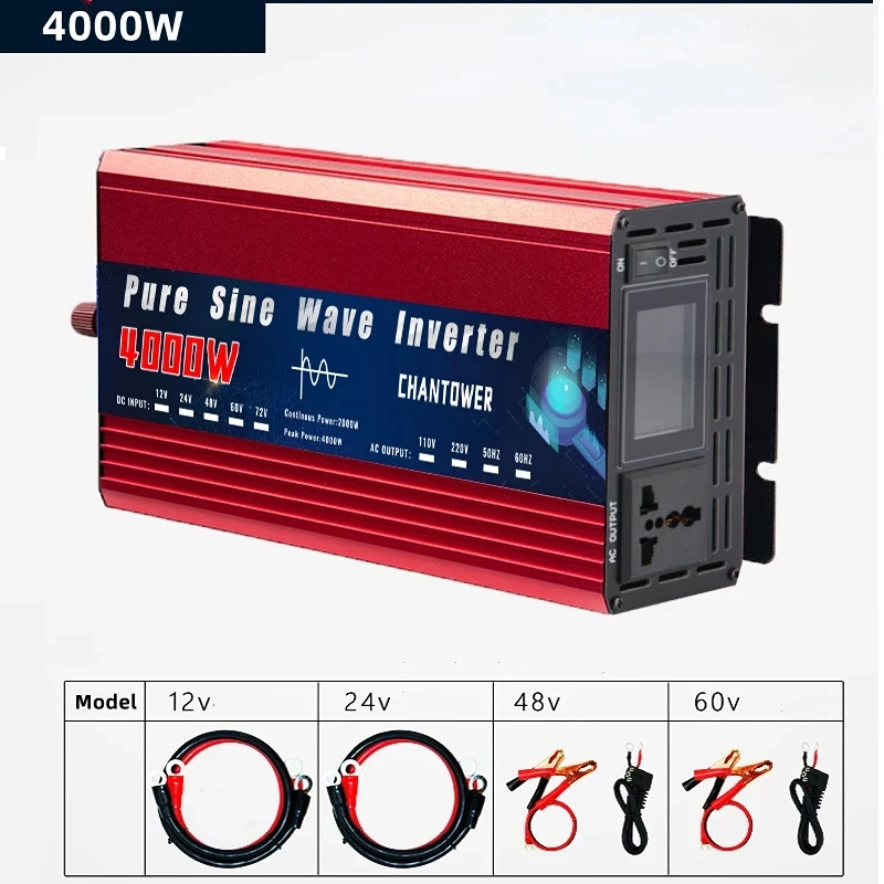 Pure Sine Wave Inverter 12V 220V 24V 110V 2000W 3000W 4000W 5000W DC To AC Portable Power Voltage Converter Car Solar Inverter Pure Sine Wave Inverter 12V 220V 24V 110V 2000W 3000W 4000W 5000W DC To AC Portable Power Voltage Converter Car Solar Inverter