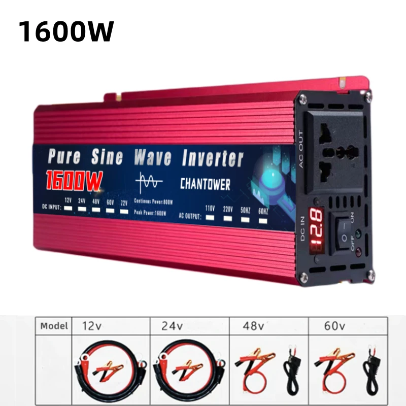 Pure Sine Wave Inverter 12V 220V 24V 110V 2000W 3000W 4000W 5000W DC To AC Portable Power Voltage Converter Car Solar Inverter Pure Sine Wave Inverter 12V 220V 24V 110V 2000W 3000W 4000W 5000W DC To AC Portable Power Voltage Converter Car Solar Inverter