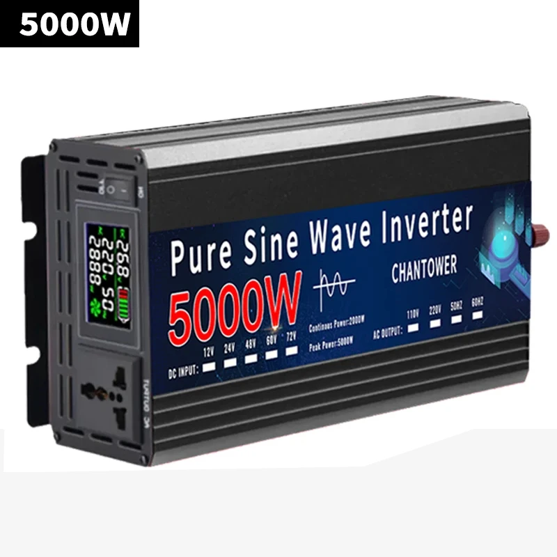 Pure Sine Wave Inverter 12V 220V 24V 110V 2000W 3000W 4000W 5000W DC To AC Portable Power Voltage Converter Car Solar Inverter Pure Sine Wave Inverter 12V 220V 24V 110V 2000W 3000W 4000W 5000W DC To AC Portable Power Voltage Converter Car Solar Inverter