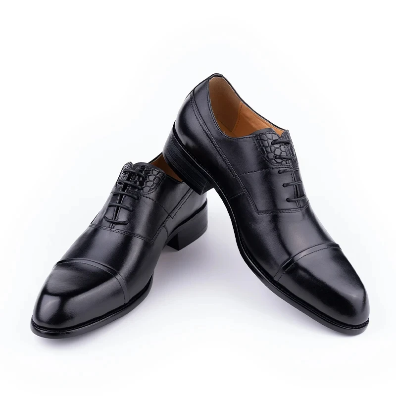 Alternative view of Men's Dress Shoes Leather Mens Formal Business Office New Style Pure Handmade Oxfords Lace-up Pointed High Quality Classic Shoes