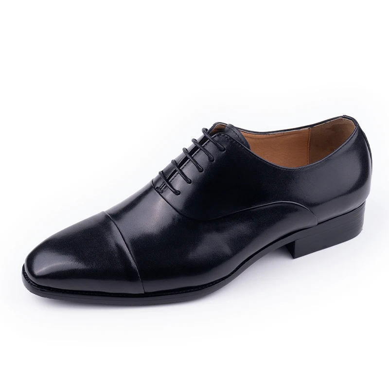 Alternative view of Successful Business Shoes Men Pure Leather Elegant High Grade Oxford Natural Handmade Formal Dress Office Party Suit Black Color