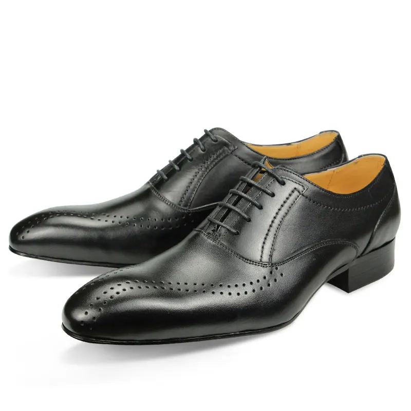 Alternative view of Leather Shoes Men's Pointed Toe Four Seasons Leather Shoes Business Formal Shoes Patent Bright Leather Low-top Shoes Black