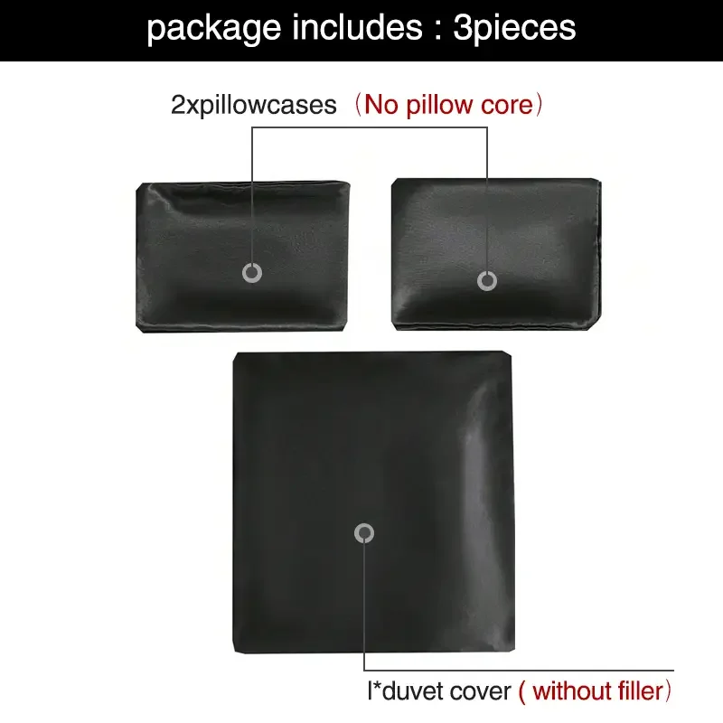 Alternative view of 3pcs Satin Duvet Cover Set Bedding Sets Queen Black  Series Luxury Rich Silk Silky Soft Solid   Sexy Honeymoon Wrinkle Free