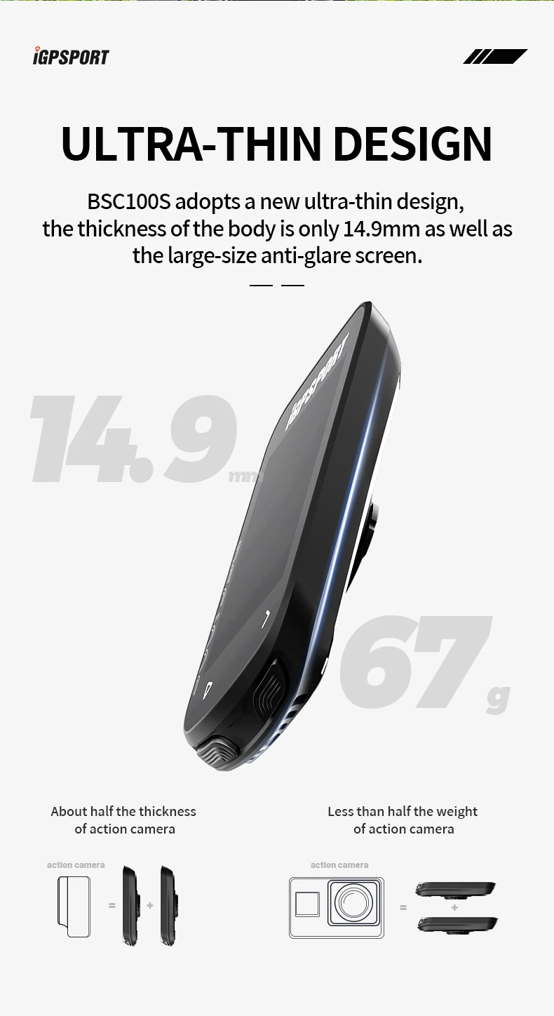 iGPSPORT BSC100S ANT+ GPS Odometer Cycling Bike Computer Riding Wireless Speedometer Support Powermeter 2.6 Inch large screen