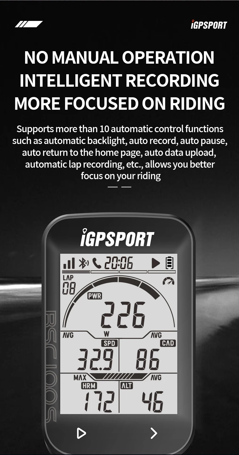 iGPSPORT BSC100S ANT+ GPS Odometer Cycling Bike Computer Riding Wireless Speedometer Support Powermeter 2.6 Inch large screen