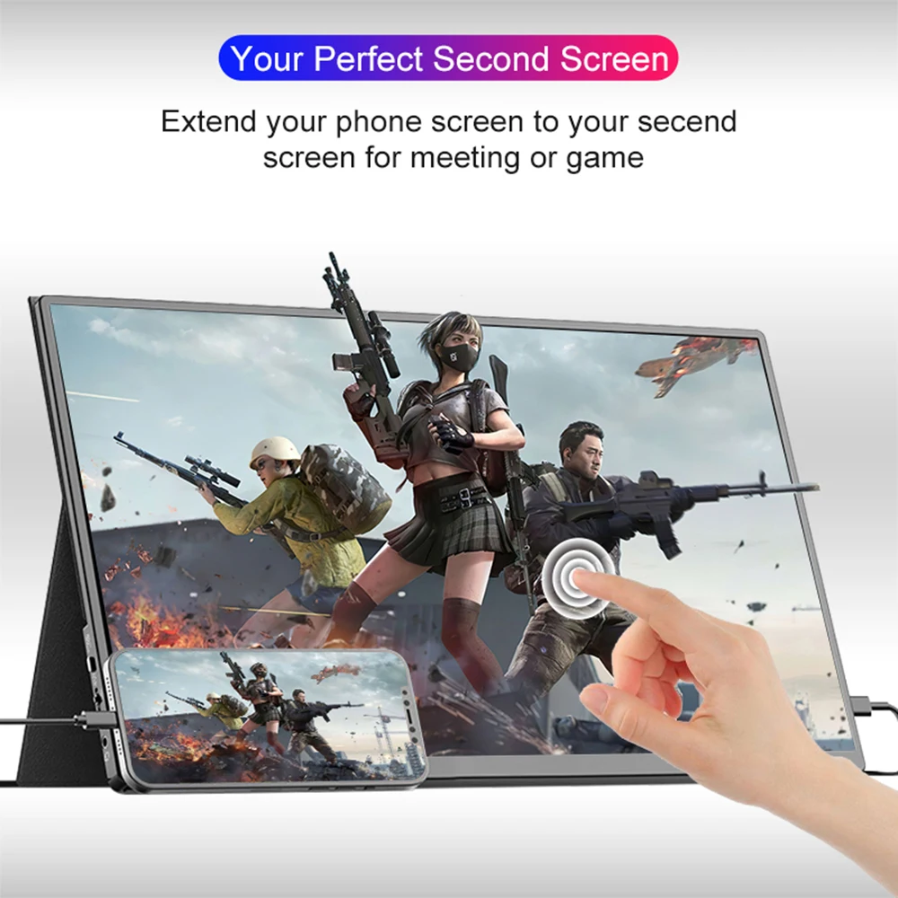Alternative view of LANLIPU 14 Inch Portable Monitor  Touch Screen 16:10 400cd/m2 Gaming Computer Extend Display For XBox PS4/ 5 Switch Loptop