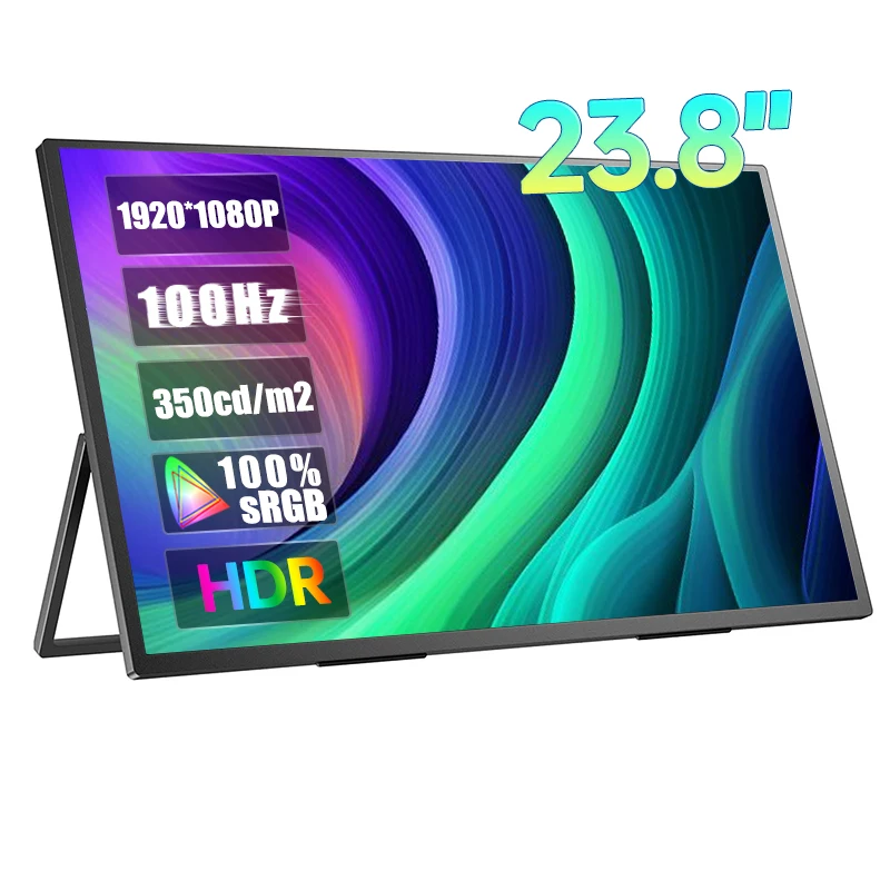 23.8 Inch 100Hz 1080P FHD Portable Monitor 100%sRGB HDR Gaming Display With VESA & Stand 180° Adjustable For Laptop PS4/5 Switch