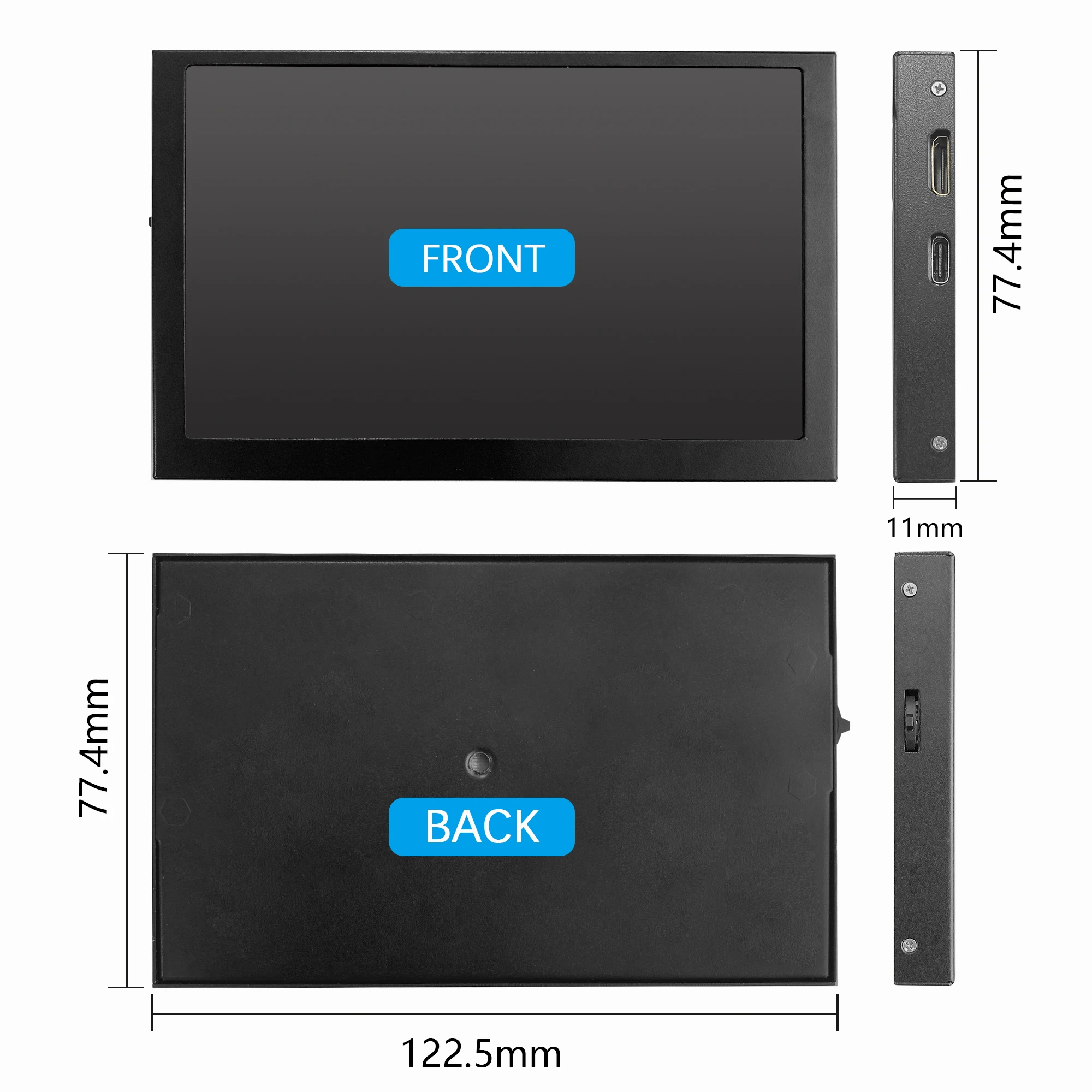 Alternative view of EM513 5inch HD monitor without touch panel 1024*600 high pixel 100%sRGB display IPS module for MINI PC laptop RPI 3/4/5