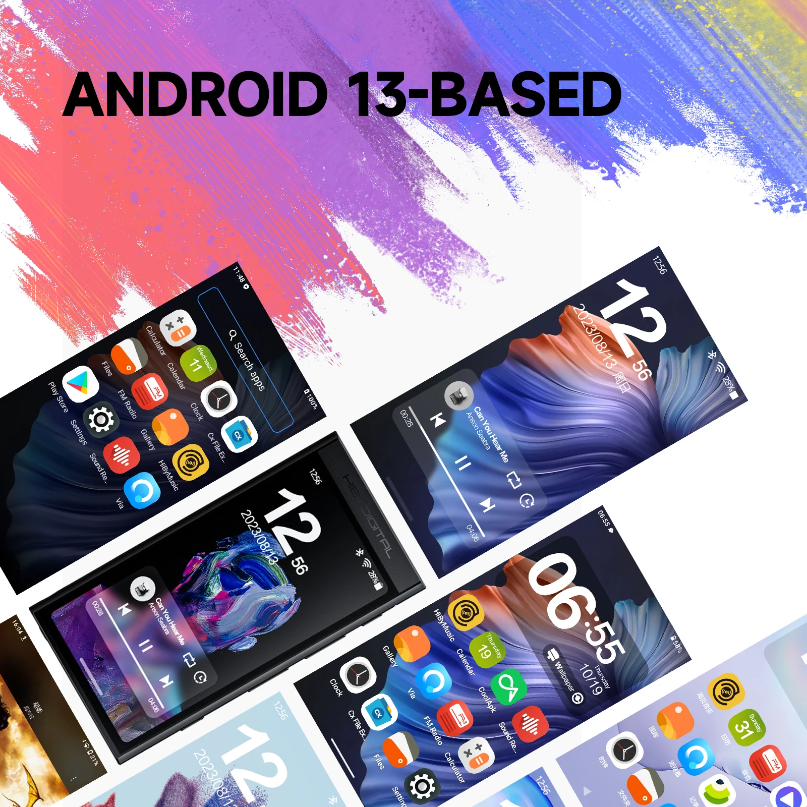 Alternative view of HiBy Digital M300 Android 13 Music Player MP3 HiFi Audio Bluetooth WiFi USB DAC DSD FM Radio Dual Mic Built-in Speaker IPS 29hr