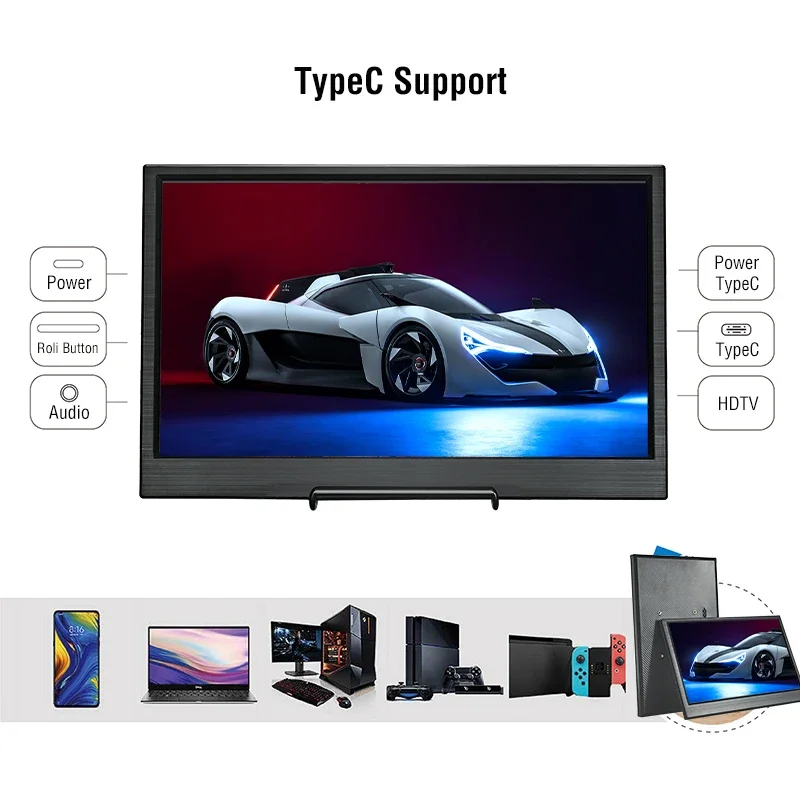 Anmite 11.6 Inch Portable IPS Monitor USB Type-C HDMI Compatible with Phone Laptop Desktop MAC Switch PS4 XBOX -