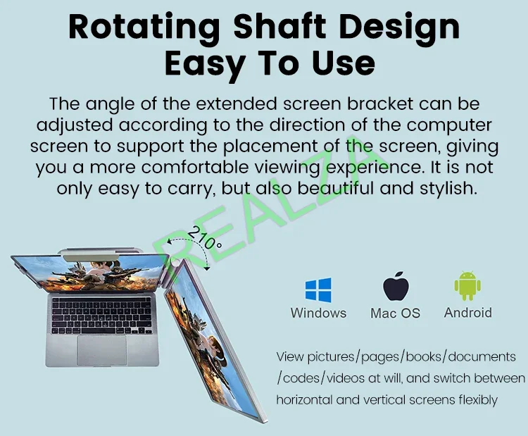 14 Inch 1920 x 1200 Three Screen Display Portable Monitor USB-C 3.1 IPS Foldable Dual External Monitor For 13.3 - 17 Inch Laptop