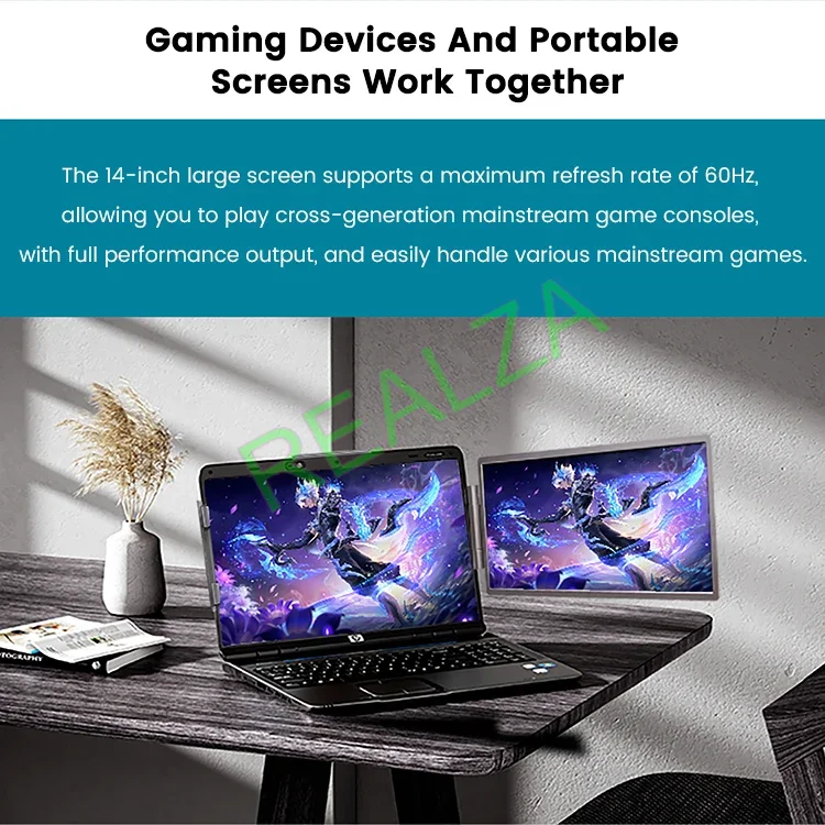 14 Inch 1920 x 1200 Three Screen Display Portable Monitor USB-C 3.1 IPS Foldable Dual External Monitor For 13.3 - 17 Inch Laptop