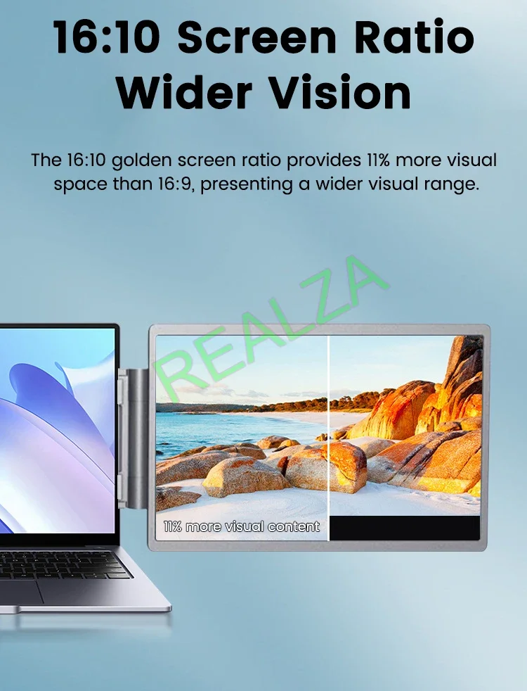 14 Inch 1920 x 1200 Three Screen Display Portable Monitor USB-C 3.1 IPS Foldable Dual External Monitor For 13.3 - 17 Inch Laptop