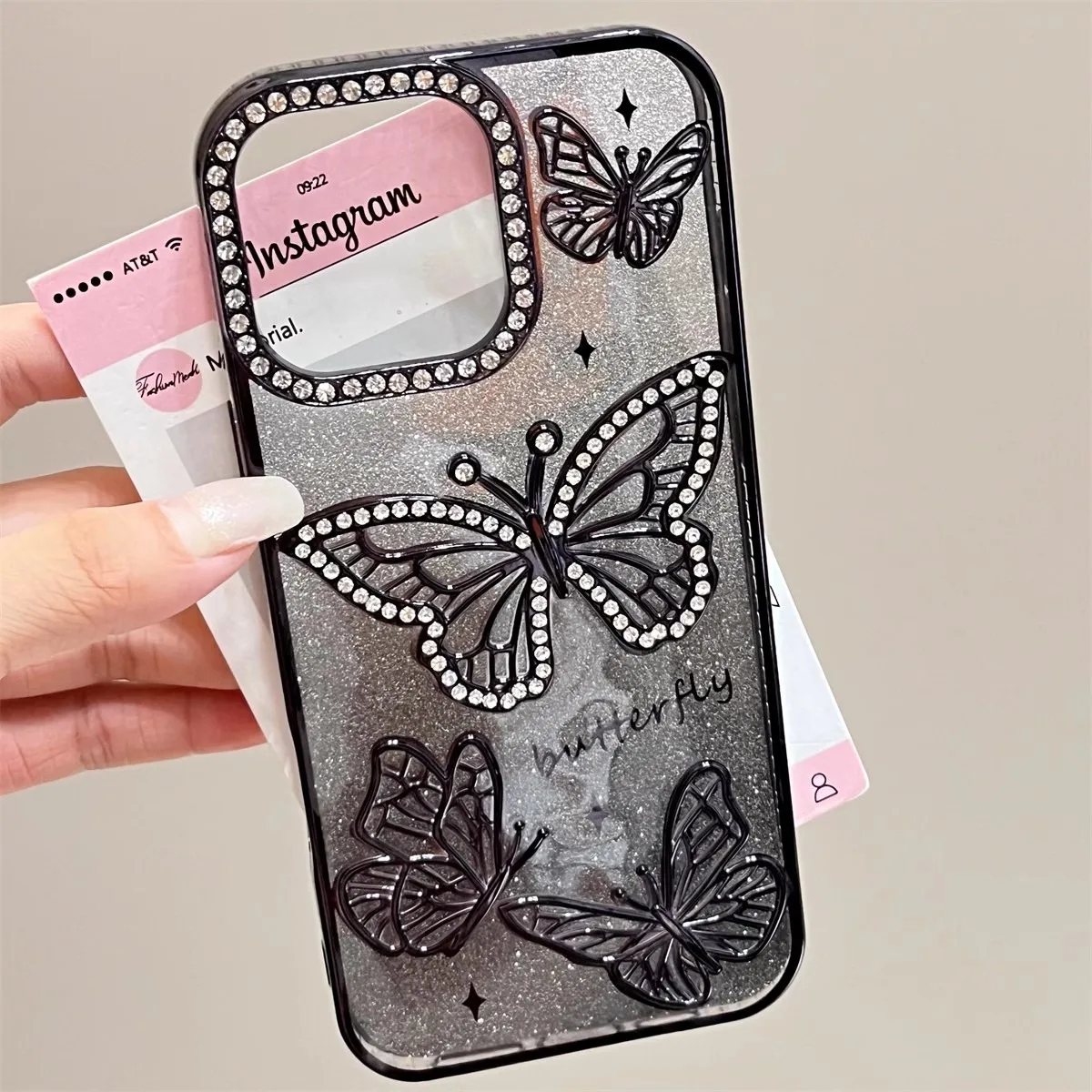 Women Girl's Diamond Butterfly Phone Case for iPhone 16 11 12 13 14 15 Pro Max 16 Plus Transparent Plating Soft Silicone Cover