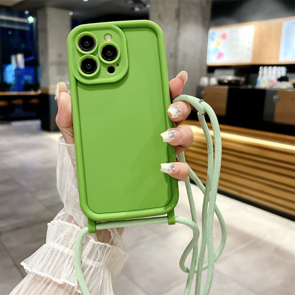 Alternative view of Phone Case For iPhone 14 13 15 16 Pro Max 16E 12 11 X XR XS 7 8 Plus SE 2020 Crossbody Adjustable Lanyard Strap Rope Soft Cover