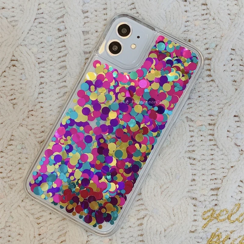 Alternative view of Rainbow colorful quicksand women case for iphone 16 17 15 Pro Max cover iPhone17 17Pro dynamic wave dots sequins shell carcasas